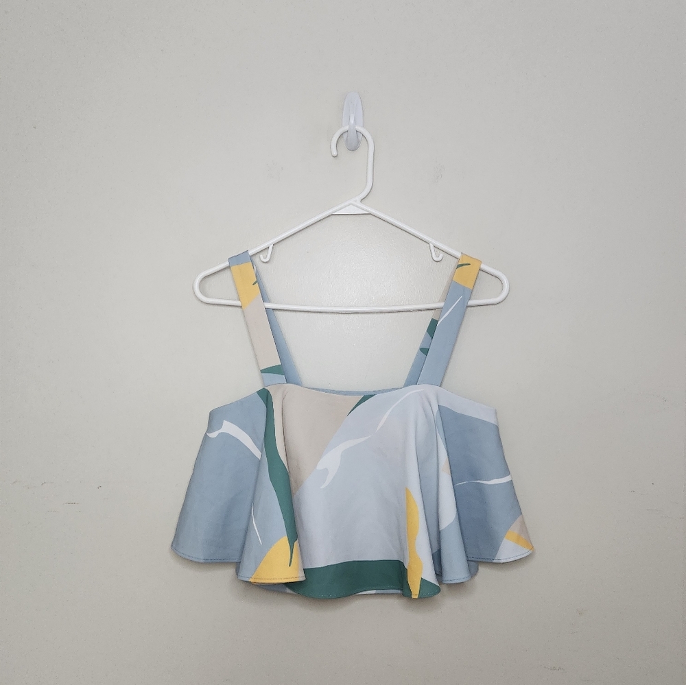 Women's Love Bonita Tasha Flounce Crop Summer Seascape Top Sz 6 - Picture 2 of 13